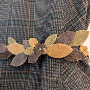 Handmade Leaf & Flower Genuine Suede Tie Belt